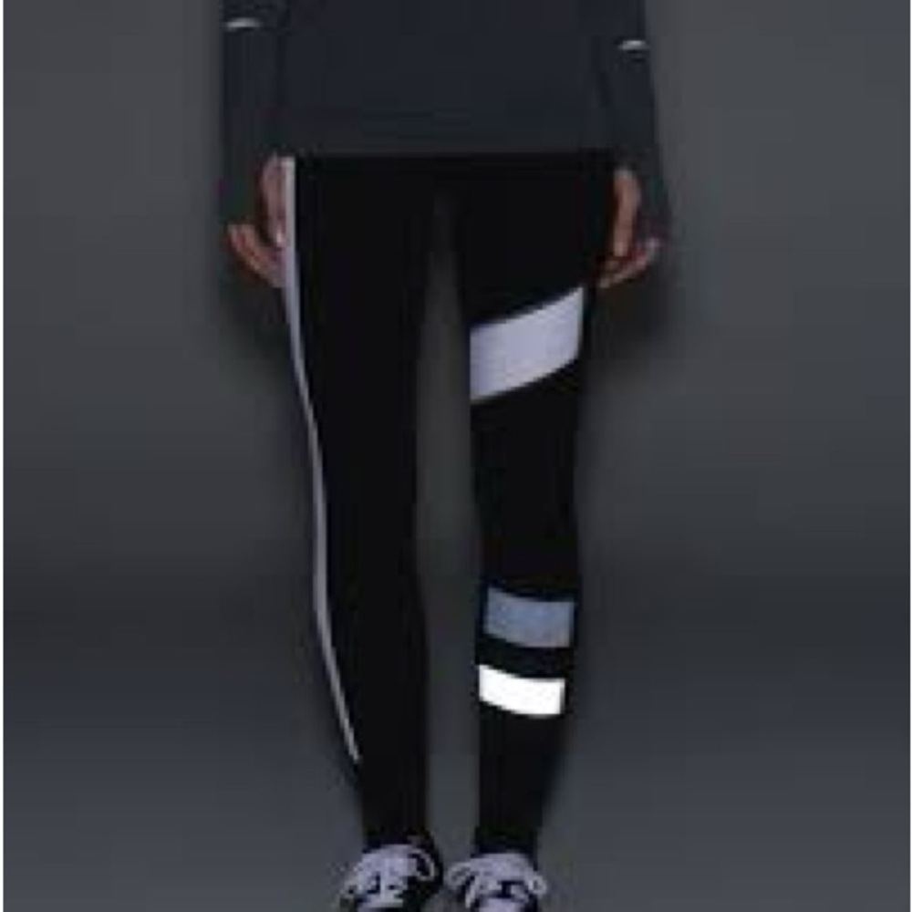 Lululemon Black Leggings with Reflective Stripes